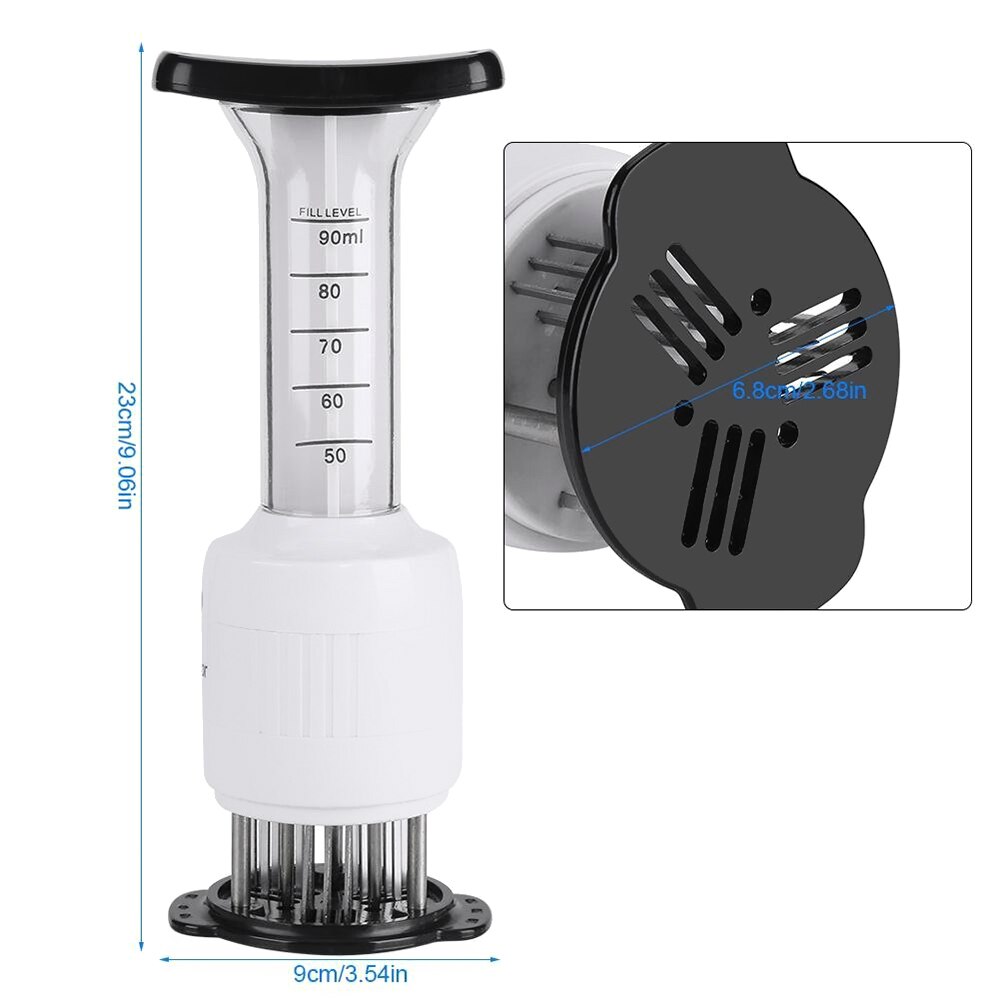 Inyector de sabores 2 en 1 ablandador de carne de acero inoxidable, juego de jeringa para especias, inyector de sabores para barbacoa, accesorios de marinado para salsa de cocina