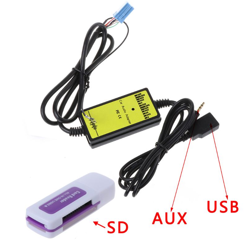 Car Audio MP3 Interface CD Adapter Changer AUX SD USB Data Cable Mini 8P