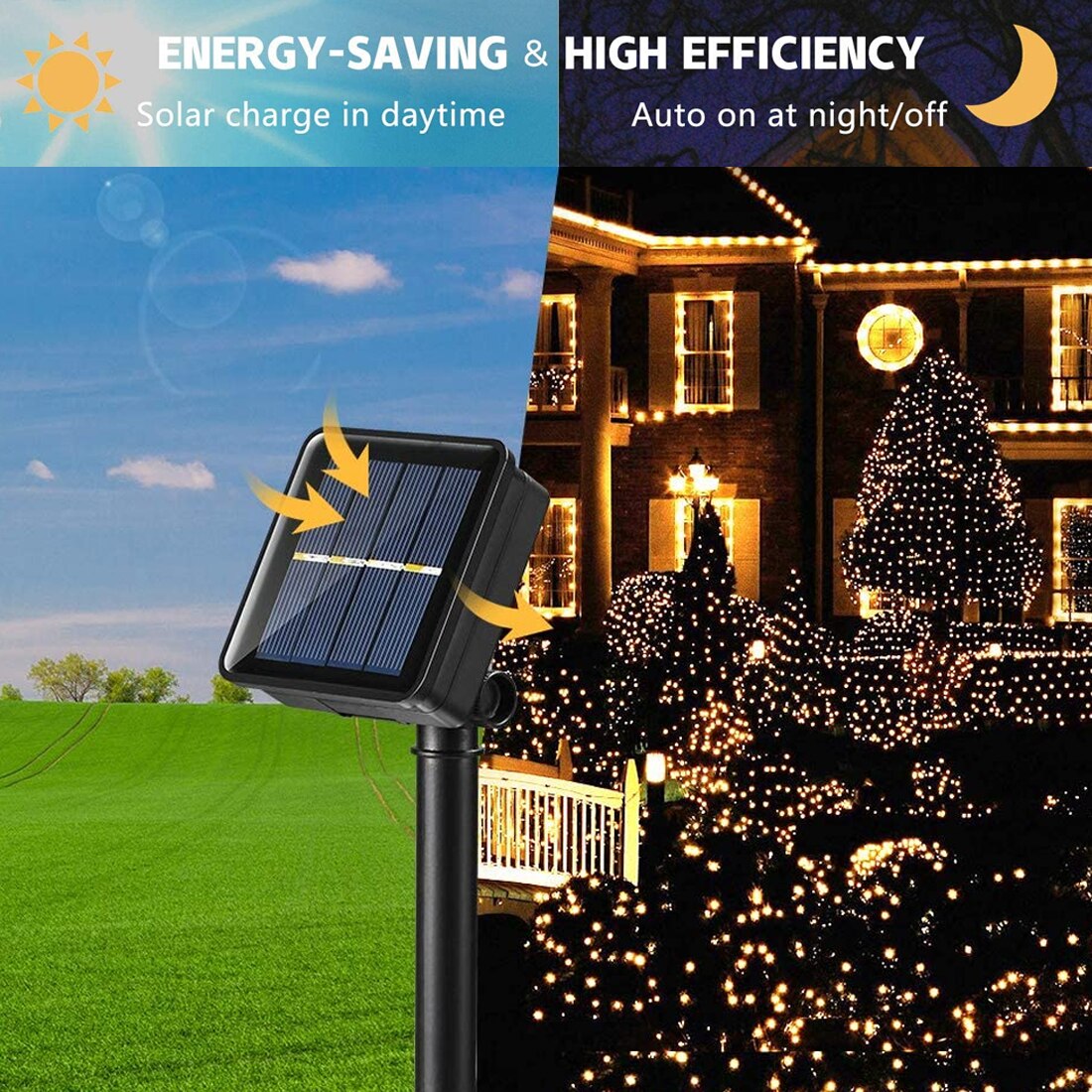 Extérieur 10M 20M lampe solaire LED chaîne fée lumières Flash 100/200led s étanche pour noël jardin Yard fête décoration