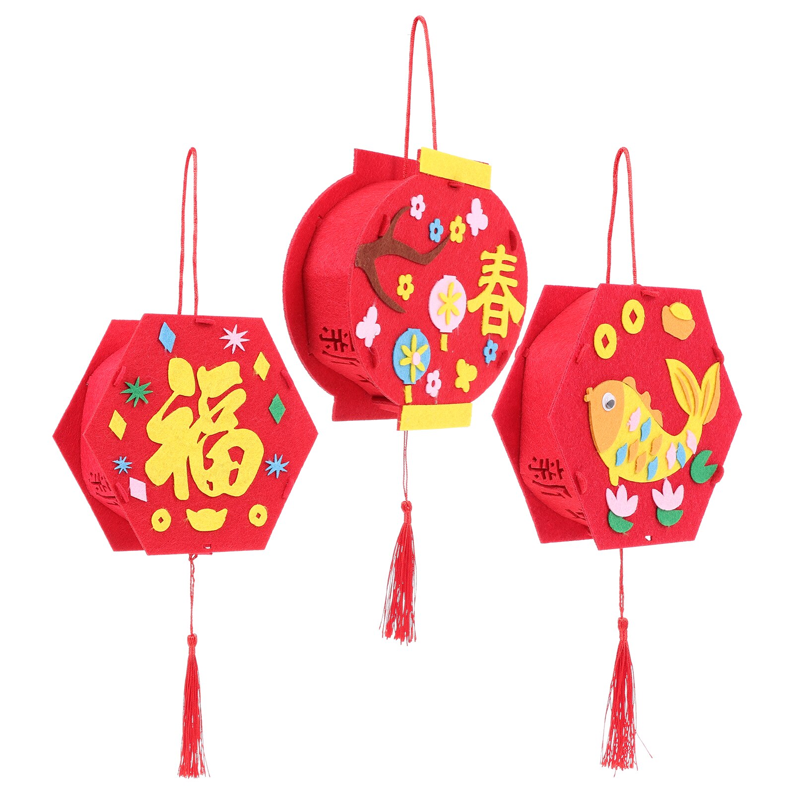 3pcs Chinese Lanterns Decorations Festival Funny Chinese Lantern Lantern DIY Material Kindergarten Decoration: Default Title