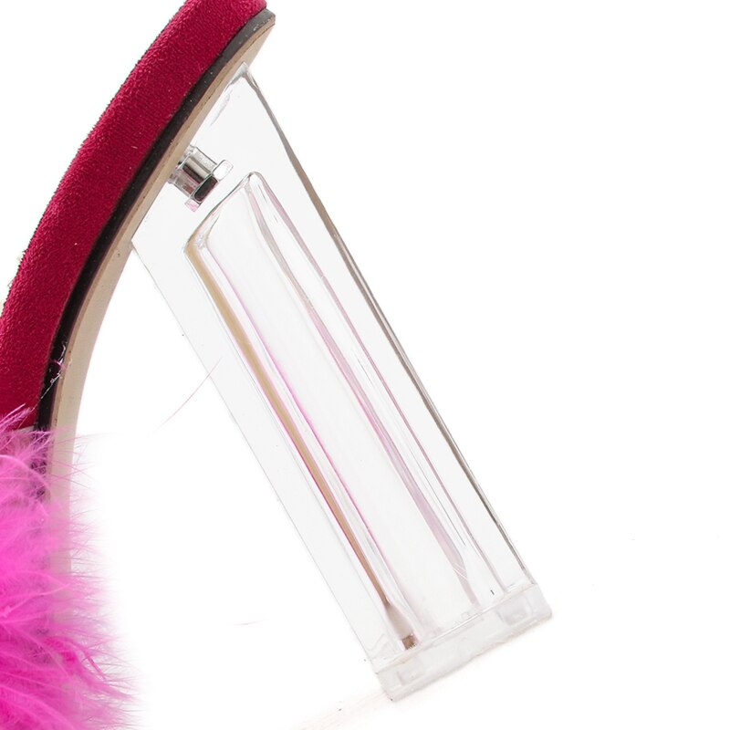 DiJiGirls, zapatillas de piel para mujer, zapatillas transparentes de tacón alto rosa, zapatillas mullidas para mujer, zapatillas para Club, chicas, zapatos, deslizamiento de mujer