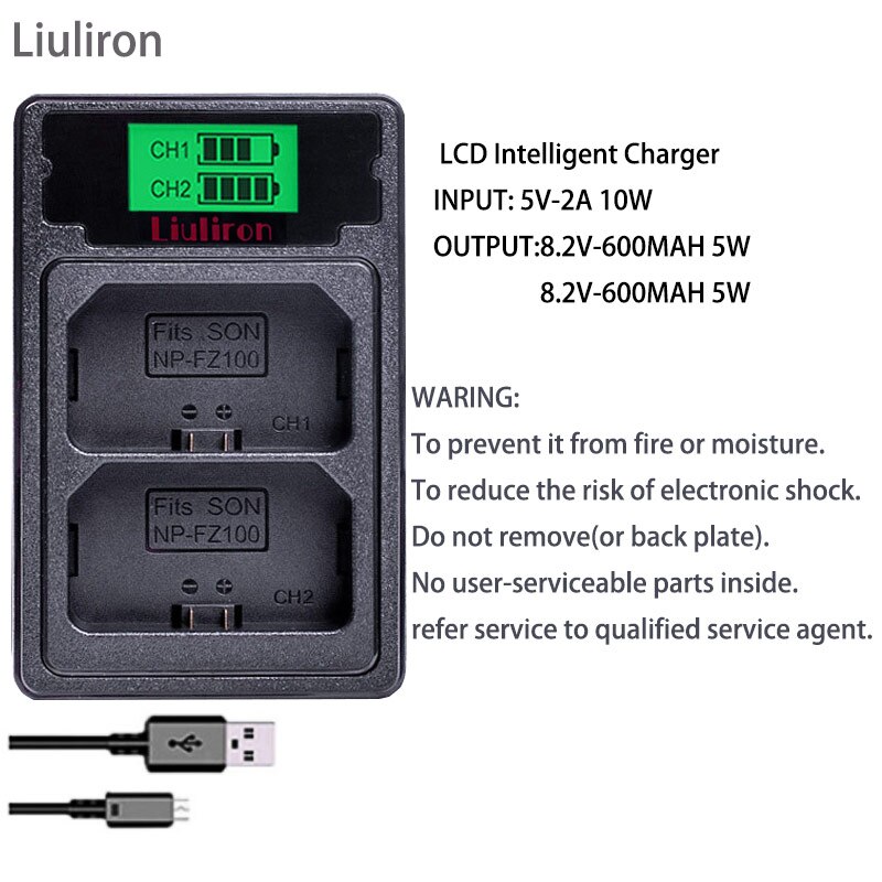 Np -fz100 npfz 100 np fz100 np fz100 batterij + type-c dubbele usb-lader voor sony np -fz100,  bc -qz1,  sony  a9, a7r iii , a7 iii, ilce -9: Alleen oplader