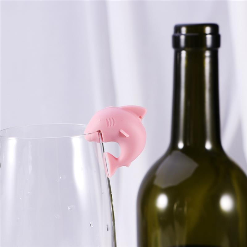 24 stk/sæt vinglas charm silikone haj teposeholder drink glas markør bar tilbehør tilfældig farve