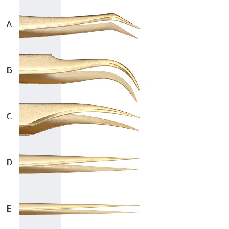 Rvs Wimpers Pincet Professionele Voor Wimpers Extension Gold Decor Anti-Statische Wimper Tweezer Make-Up Tools