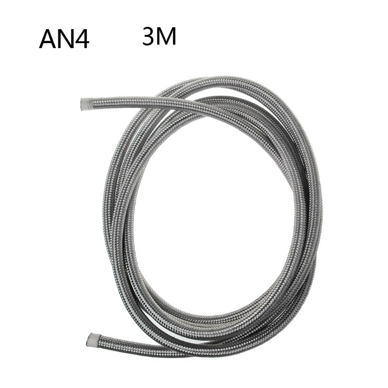 1M Stainless Steel Braided Brake Gas Oil Fuel Line Hose AN4 AN6 AN8 AN10 E7CA