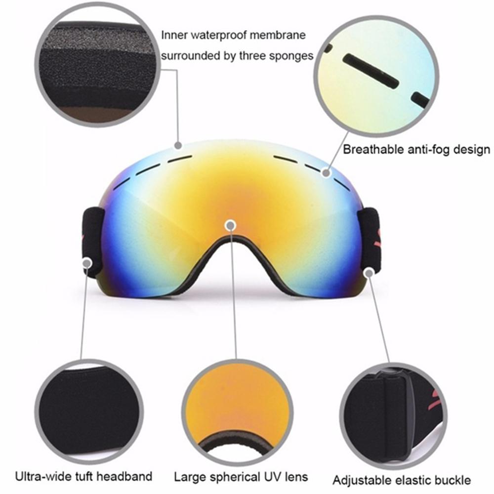 Gafas de esquí Anti-niebla doble lente Anti-UV gafas de sol Anti-viento arena esférico grande gafas hombres y mujeres adultos escalada nieve gafas