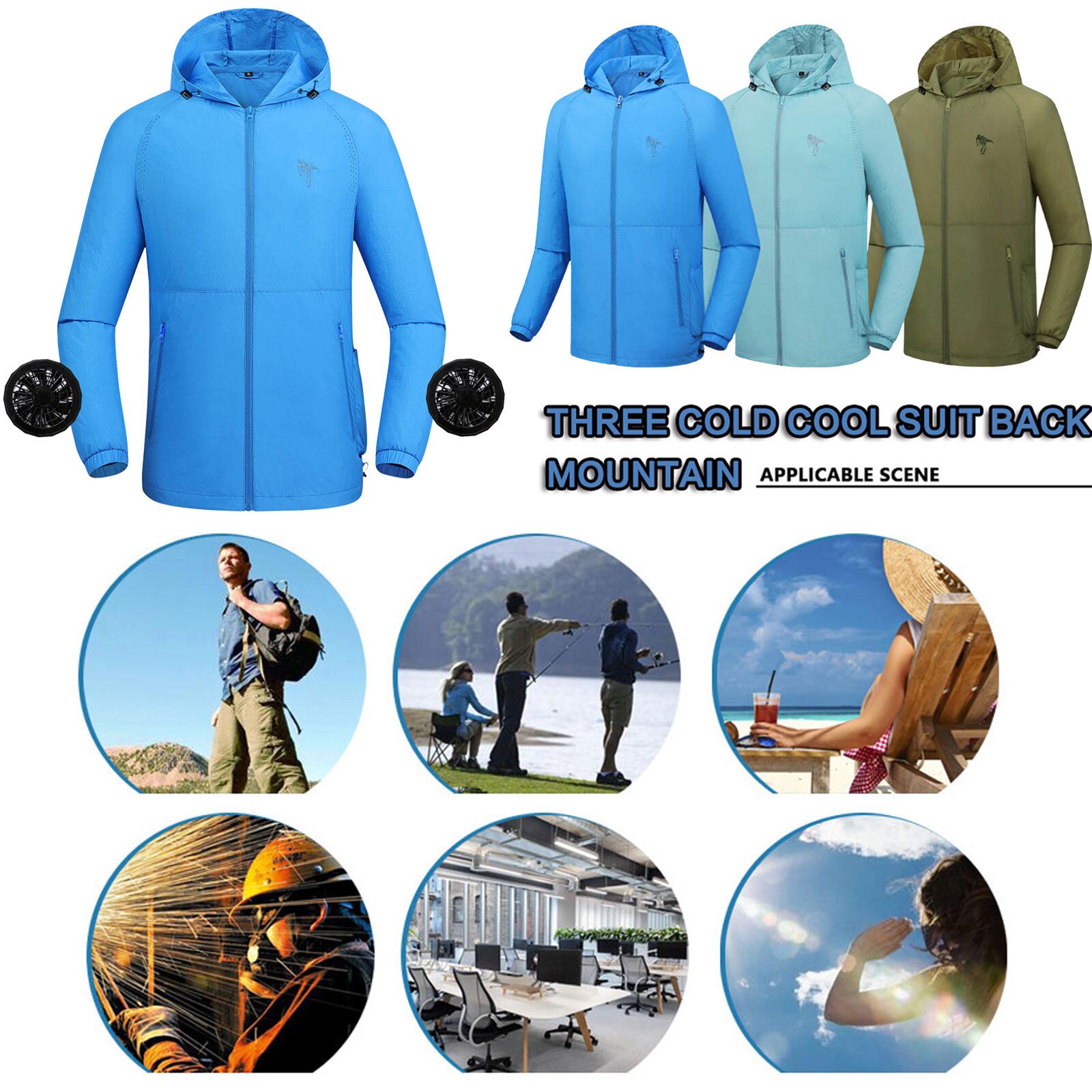 Manteau de pêche pour la chasse et la randonnée, imperméable, pour l'été, veste avec ventilateur frais, climatisation USB,