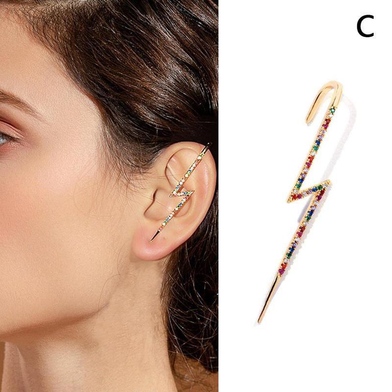 1pc ear wrap crawler hook øreringe multi blomme clip øreringe luksuriøse falske øreringe kvinder smykker crawler hook øreringe: C