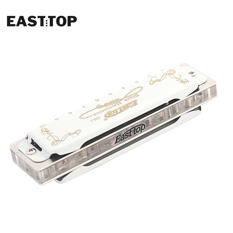 EASTTOP T008LS 10 Hole 20 Tone Diatonic Harmonica Transparent Comb With White Cover Musical Instruments