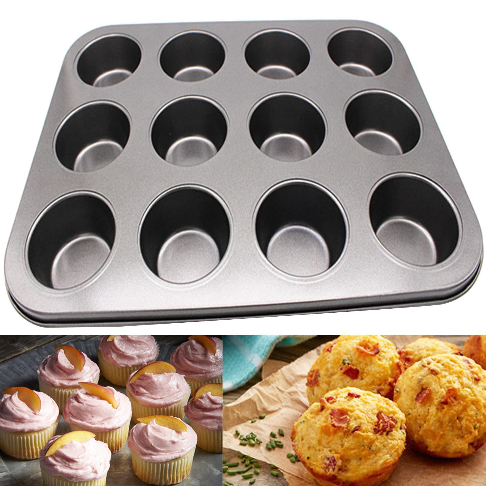 12 Gaten Cake Bakken Pan Bakvormen Muffin Cupcake Mold Diy Non-stick Bakken Gerechten Carbon Staal Oven Trays Gebak tool
