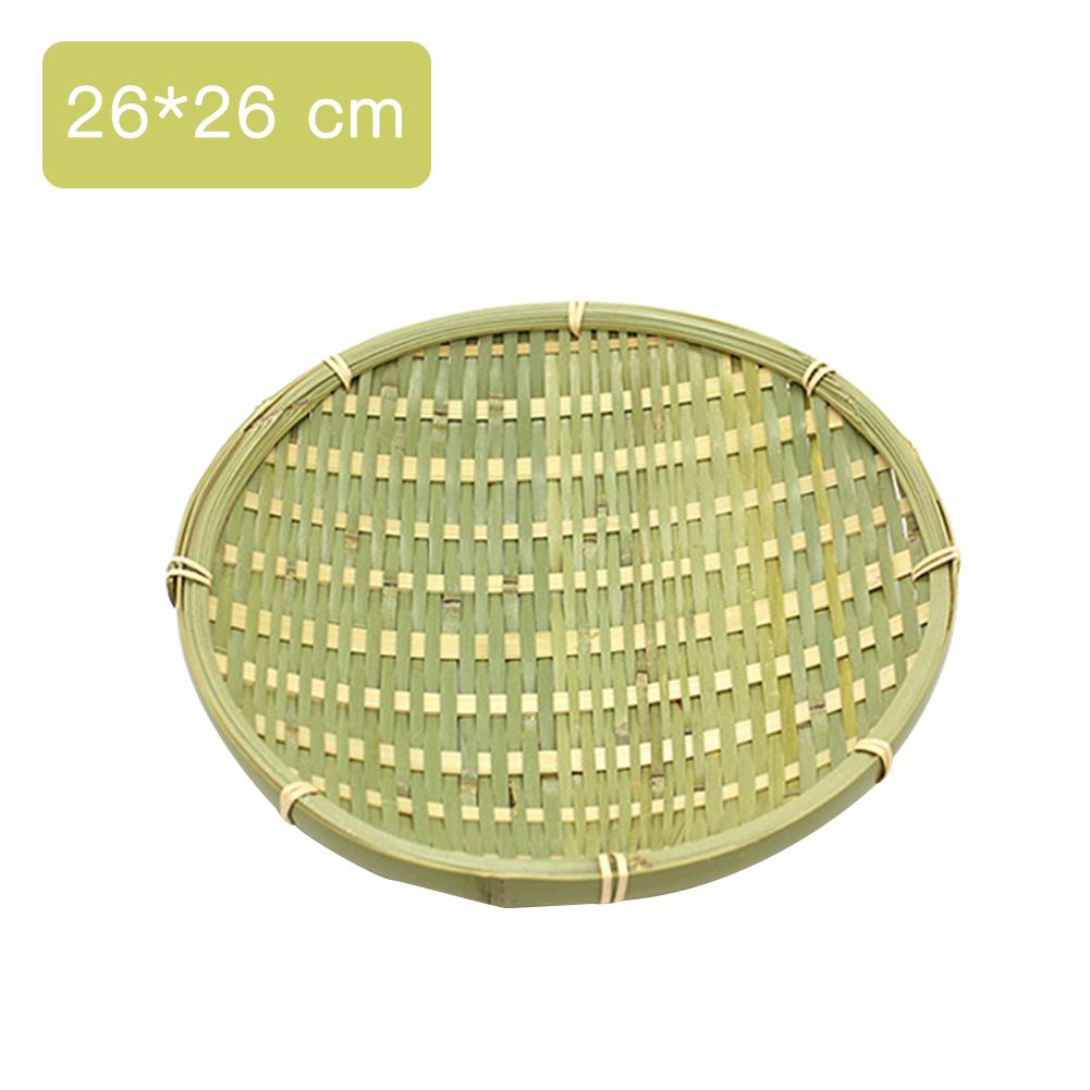 Bambou tressé assiette bambou tamis Snack plat Fruits stockage panier Fruits secs assiettes bol plat plat vaisselle petit déjeuner plateau: C