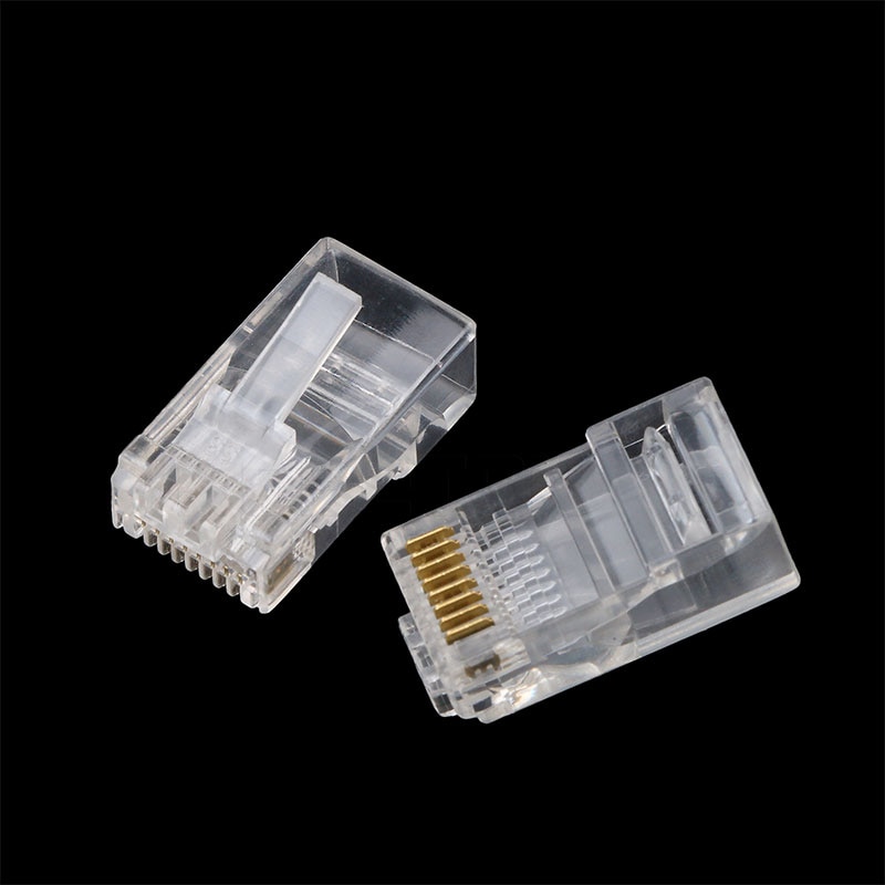 kebidumei 50PCS RJ45 RJ-45 CAT5 CAT5E Modular Cable Head Plug Ethernet Gold Plated Network Connector Best