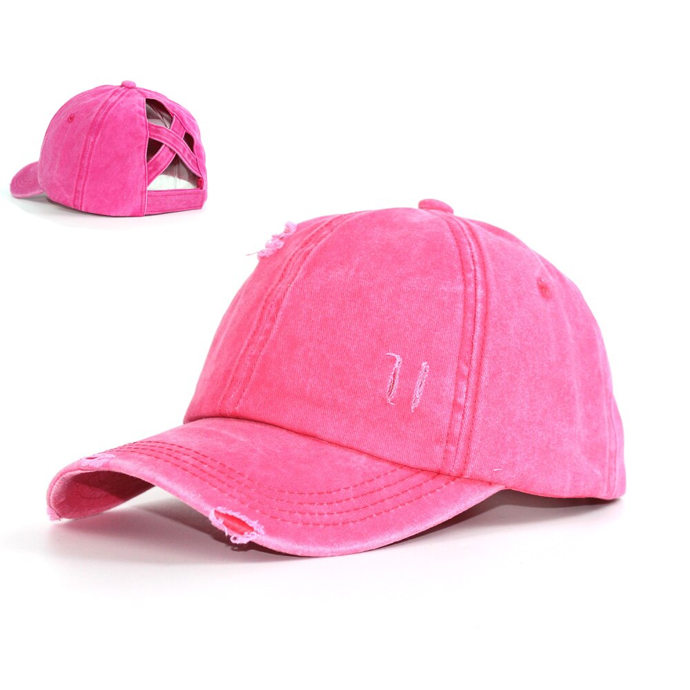 Stijl Dames Paardenstaart Baseball Cap Gewassen Gat Trucker Cap Straat Hip Hop Verstelbare Hoed Snap Back Casual Alle-wedstrijd Zonnehoed: Pink