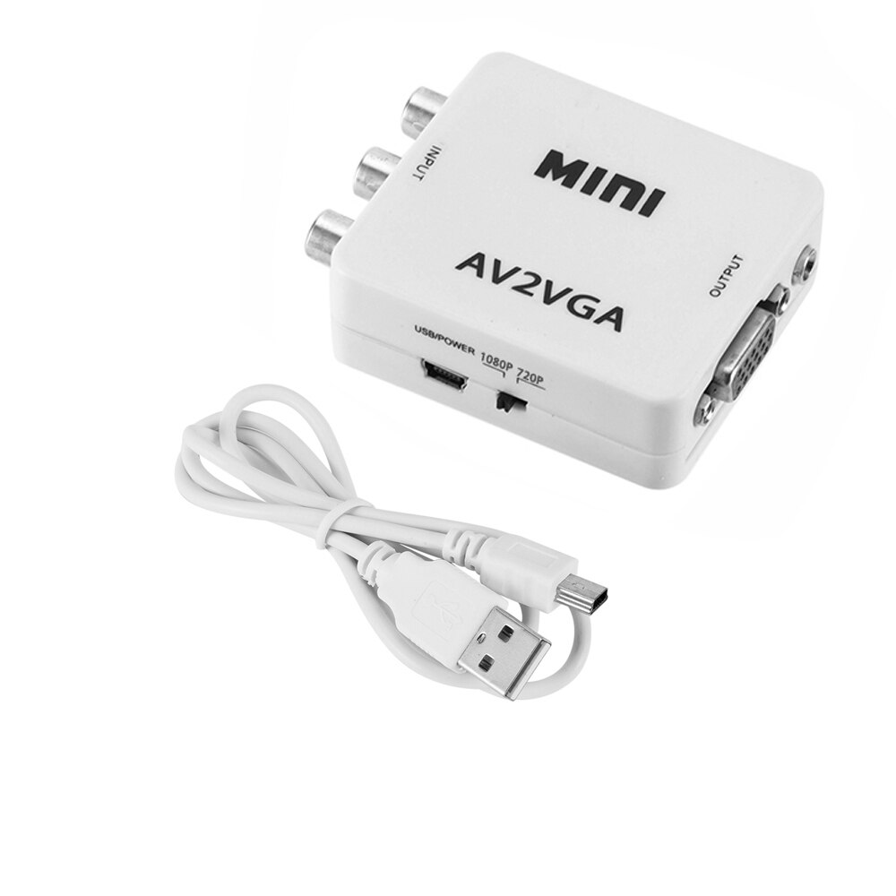 1080P Mini Video Converter Rca Av Naar Vga Video Converter Conversor Met 3.5Mm Audio AV2VGA/Cvbs + audio Naar Pc Hdtv Converter