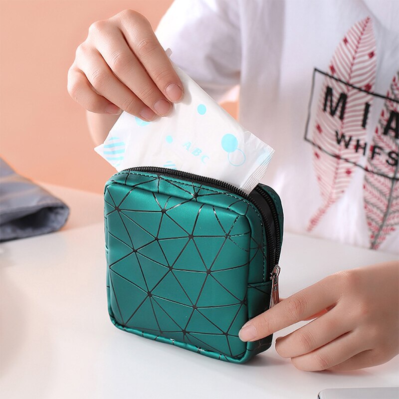 Draagbare Multifunctionele Pu Lederen Pad Opbergtas Vrouwen Menstruatie Ruit Maandverband Organizer Pouch Credit Card Case