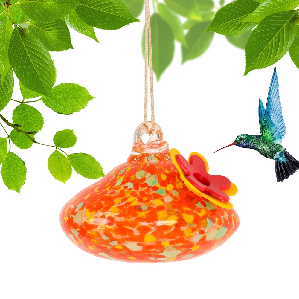 Durable Droplet Shaped Hummingbird Feeder Hanging Glass Ball Bird Automatic Feeder Practical Bird Drinking Fountain For Window