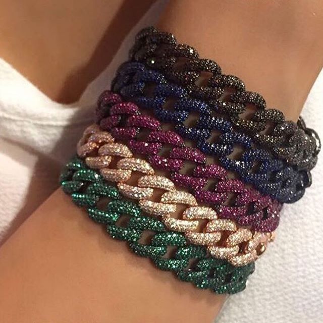 Hip hop bling bling gelo para fora miami cubana pulseiras micro pave arco-íris vermelho verde azul cz colorido feminino moda masculina jóias
