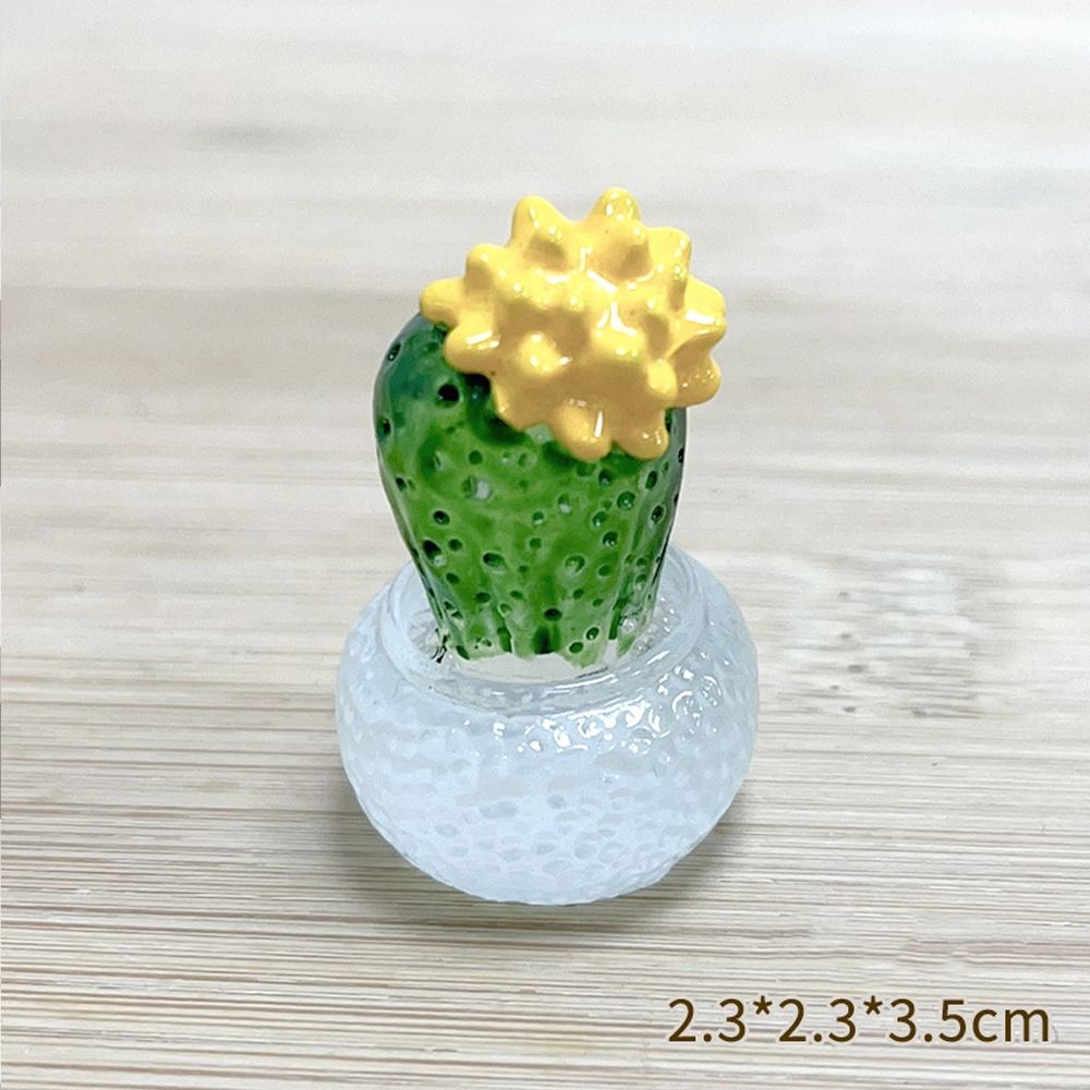 Cartoon Cactus Bonsai Decor Resin Crafts Transparent Fleshy Mini Cactus Figurines Realistic Simulated Cactus Home Accessories: MINT GREEN