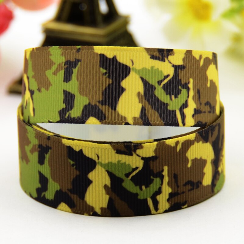 7/8 ''22 Mm, 1" 25 Mm, 1-1/2 "38 Mm, 3 "75 Mm Camouflage Stripfiguur Gedrukt Grosgrain Lint Partij Decoratie X-01198 10 Yards: Width 75MM