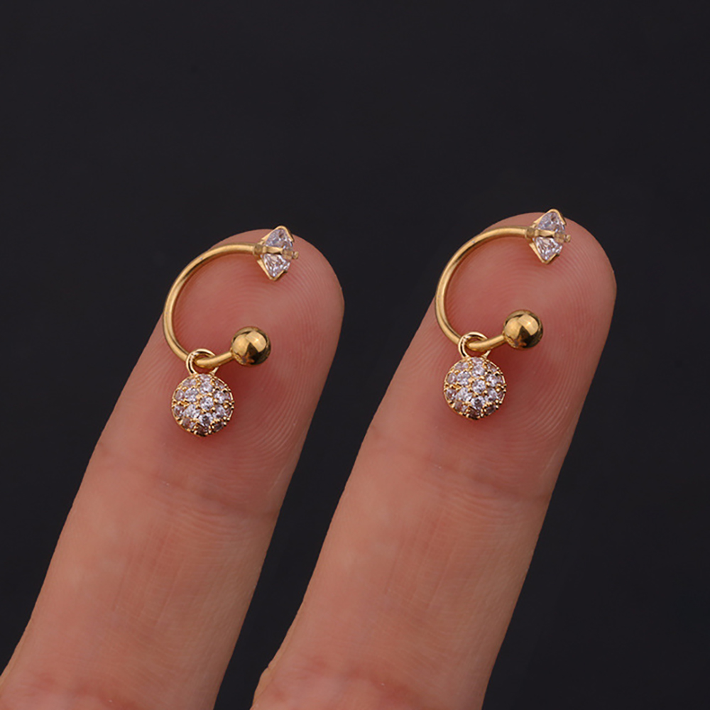 2 STUKS Rvs Star Crystal CZ Oorstekers Oorbellen Vrouwen Zilver Kleur Tragus Kraakbeen Helix Piercing Sieraden: Licht Geel Goud Kleur