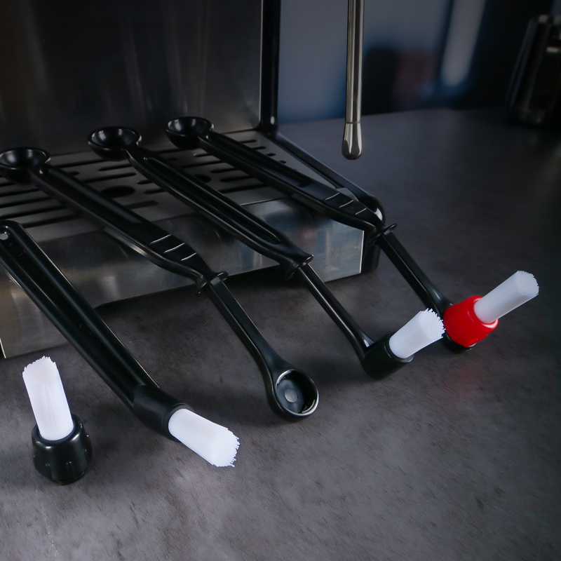 Leeseph Kaffeemaschinen-Bürstenreiniger mit Löffel, 2-in-1, Barista Espressomaschine, Bürsten-Ersatzkopf, Kaffee-Reinigungswerkzeug