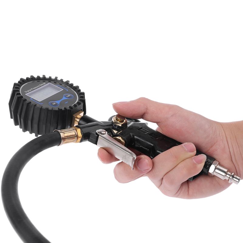 Digital Tire Inflator with Pressure Universal Car Tyre Pressure Gauge Max Test 220Psi Tyre Tire Inflator Gun Round Dial Air