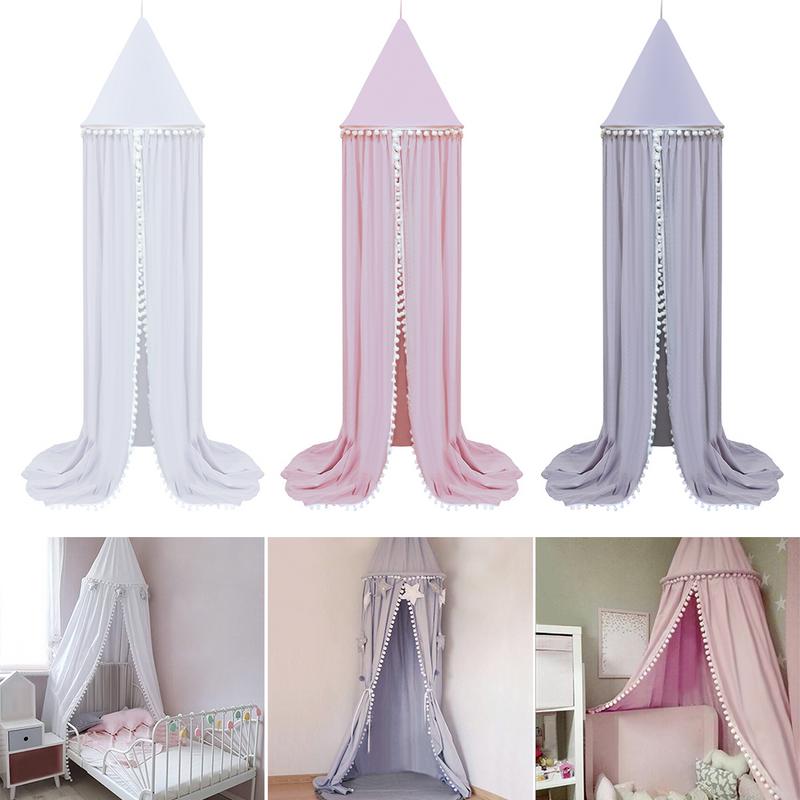 Red de algodón para cuna de bebé, mosquitero para cama de princesa, decoración para habitación de niñas, dosel para cama, mosquiteras para habitaciones de niños, 3 colores