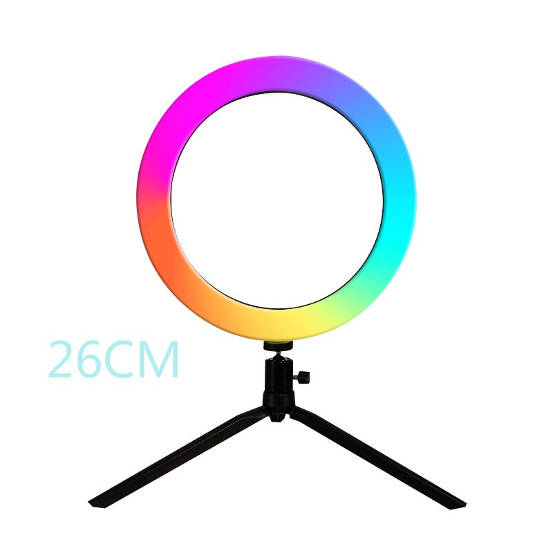 6"/10" LED Ring Light With Stand Colorful Color Changing Ring Live Fill Light Photography Bracket Video Live Lamp