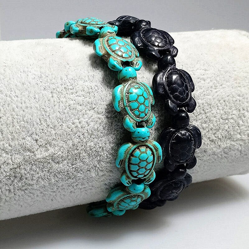 Green Stone Turtle Volcanic Dan Baisong Variety Of Natural Stone Male And Female Models Stretch Bracelet