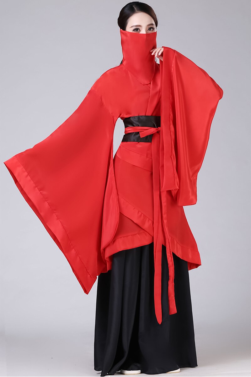 Disfraces de baile antiguo chino para mujer, traje Tang bordado de Hanfu étnico, escenario nacional, rojo y negro