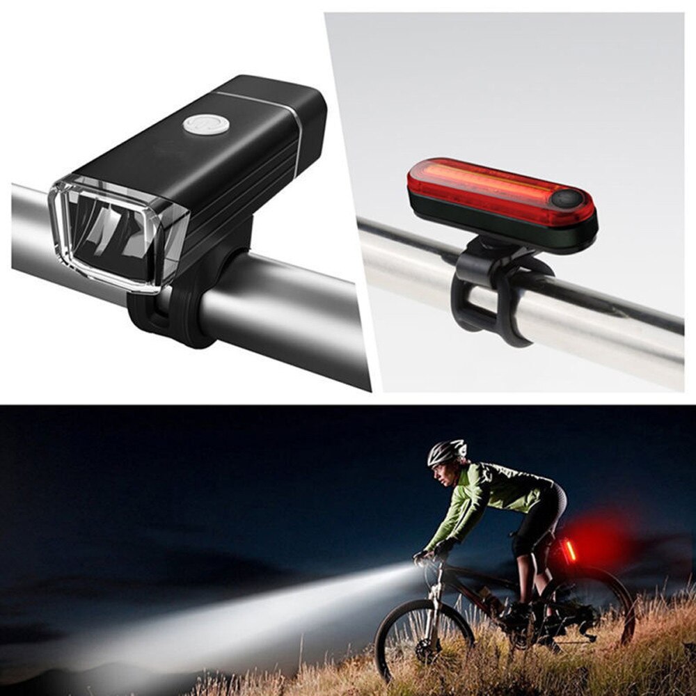Bike Bicycle Lights USB LED Rechargeable Set Mountain Cycle Front Back Headlight Luz de bicicleta de alta calidad