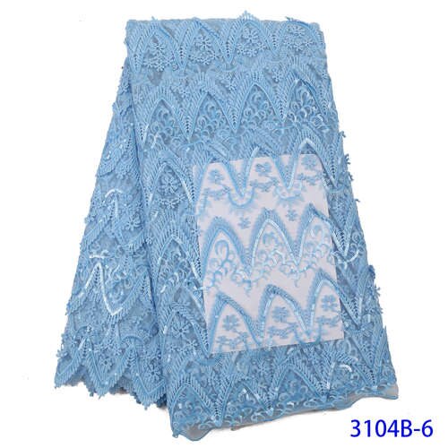 Himmel Blau Französisch Spitze Stoff Afrikanischen Bestickte Tüll Stoff mit Pailletten Nigerian Schnürsenkel Stoffe für Hochzeit Kleid KS3104B: Bild 6