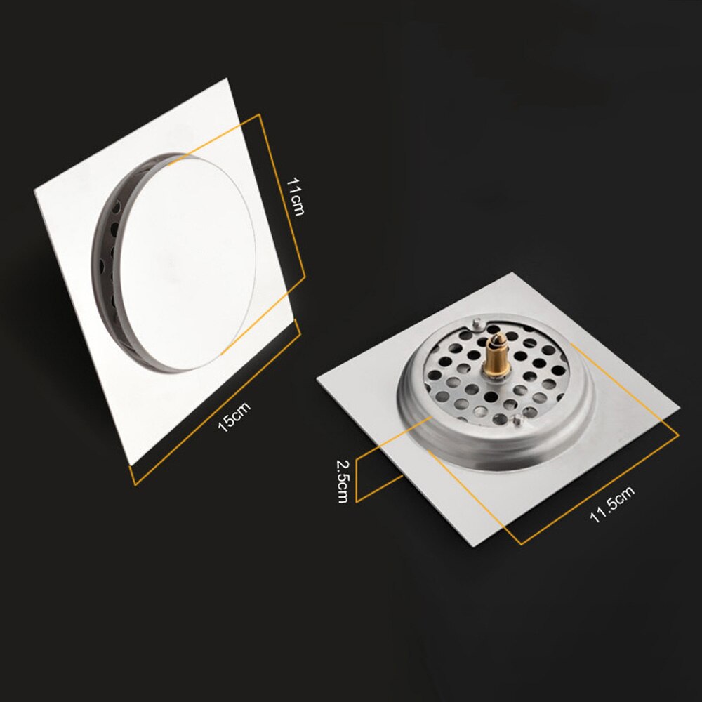 Pop Up Foot Floor Drain For Bathroom - Floor Cover Shower Room Push Down Drain Plug: 15x15cm