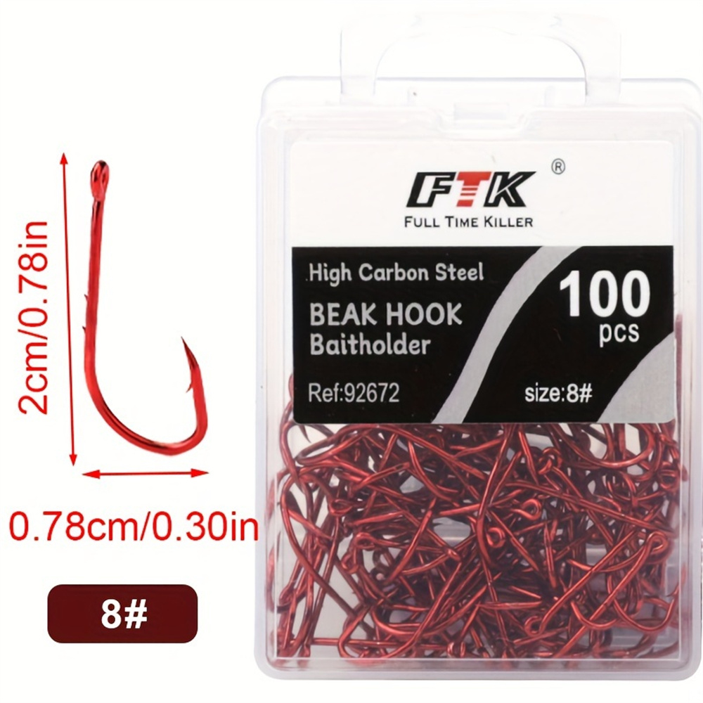 FTK-anzuelos de pesca rojos, Señuelos de pesca con púas de mar, vástago de pico, soporte para cebo vivo, plantilla de pesca de carpa, anzuelos de gusano, accesorios, aparejos: Azul marino