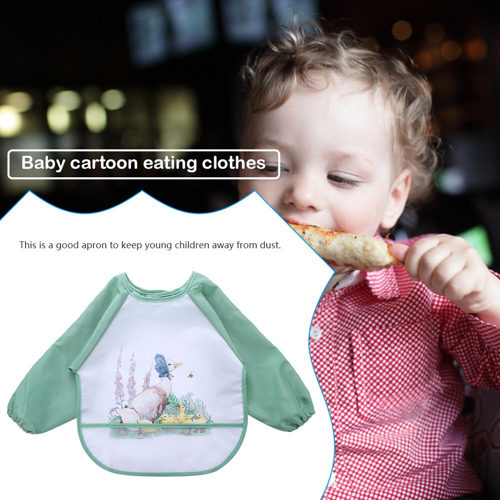 Cute Cartoon Baby Bibs Environmental Protection and Durability Waterproof Full Sleeve Paint Coverall Feeding Burp Apron
