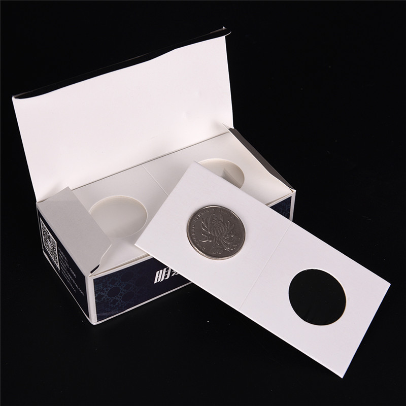 50Pcs White Cardboard 2x2 Mylar Coin Holders with Storage Box Holder: Red