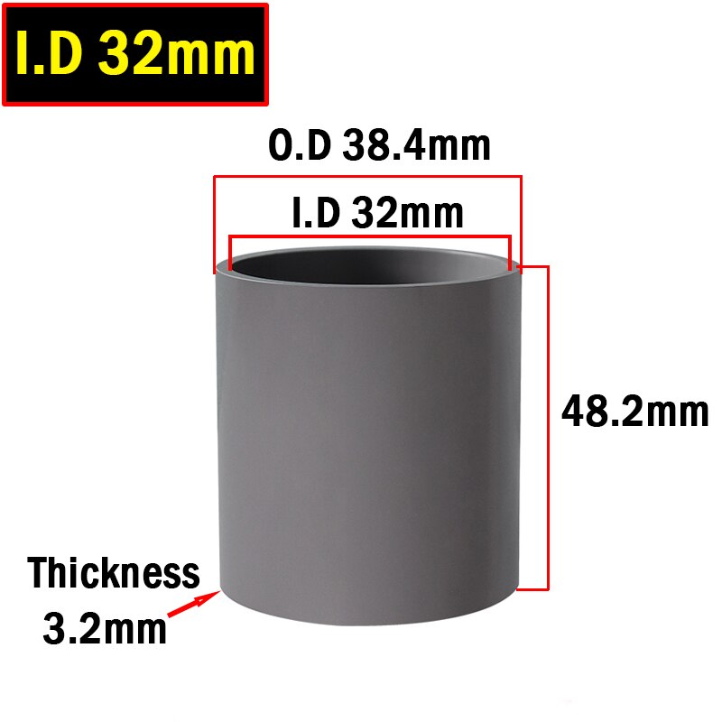 Grey Direct PVC Joints Garden Irrigation Water Connectors Aquarium Tank Water Fountain Fittings Irrigation System Pipe Connector: 32mm Grey