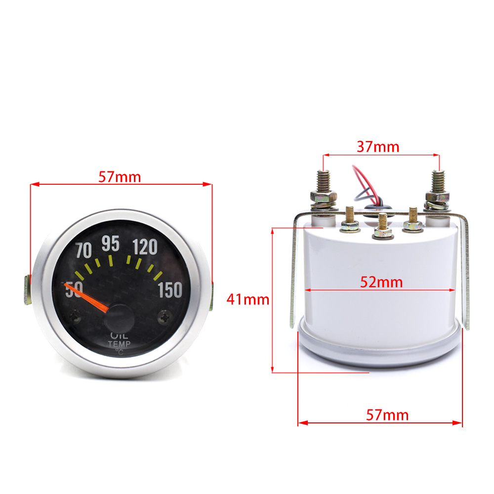 52Mm Universal Carbon Auto Olie Temp Gauge Meter Met Sensor