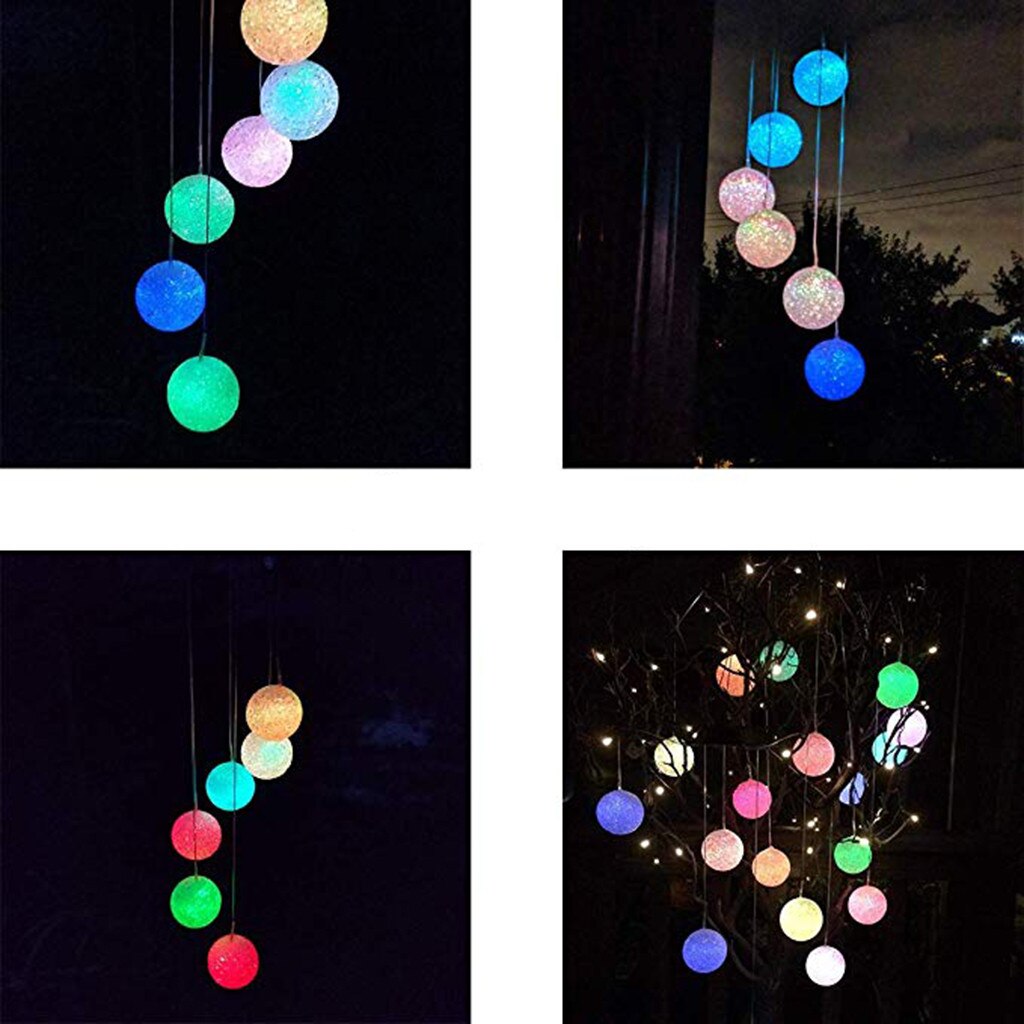 Soldriven vindklocka ljus led trädgård hängande spinner lampa färg ändras