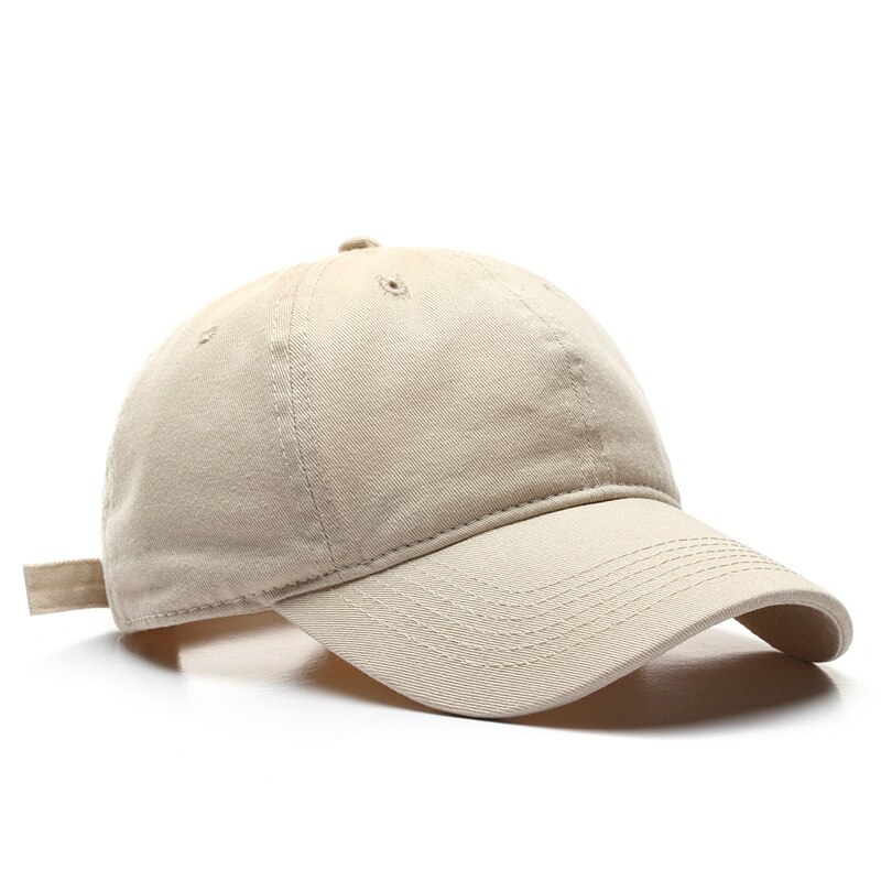 Boné de beisebol de alta qualidade para homens e mulheres moda algodão cor sólida chapéu lavável casual snapback chapéu atacado: Beige