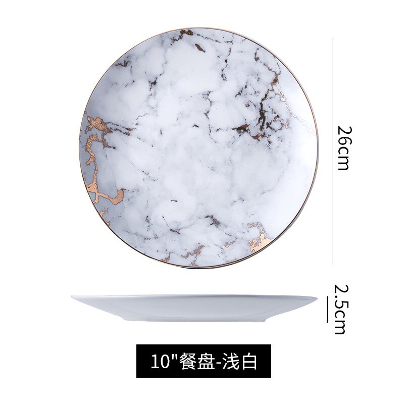 Nordic ceramic plate marmoror home ceramic tableware Restaurant: Champagne