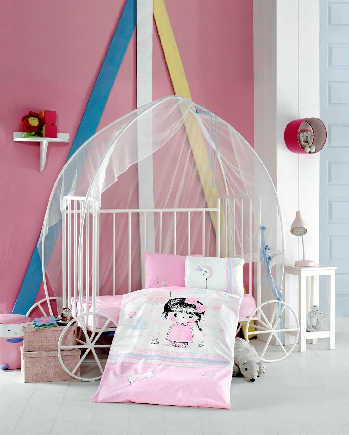 Baby Kind Beddengoed Set 100% Katoen Cartoon Pasgeborenen Sheet Dekbedovertrek Print Matras Cot Kussensloop: Pink Girl