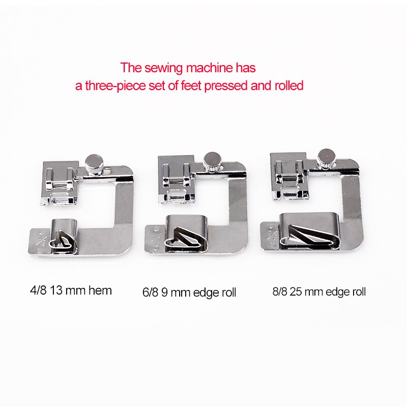 Praktijk Metal 3 Pcs Naaimachine Voet Presser Rolzoom Voeten Set Voor Brother Singer Naaien Accessoires Naaien Naaivoet