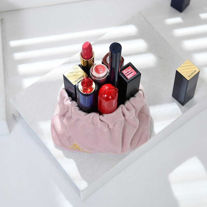 Vrouwelijke Portemonnee Fluwelen Brief Print Mini Coin Mini Lipstick Zak Vrouwelijke Effen Kleur Opbergtas