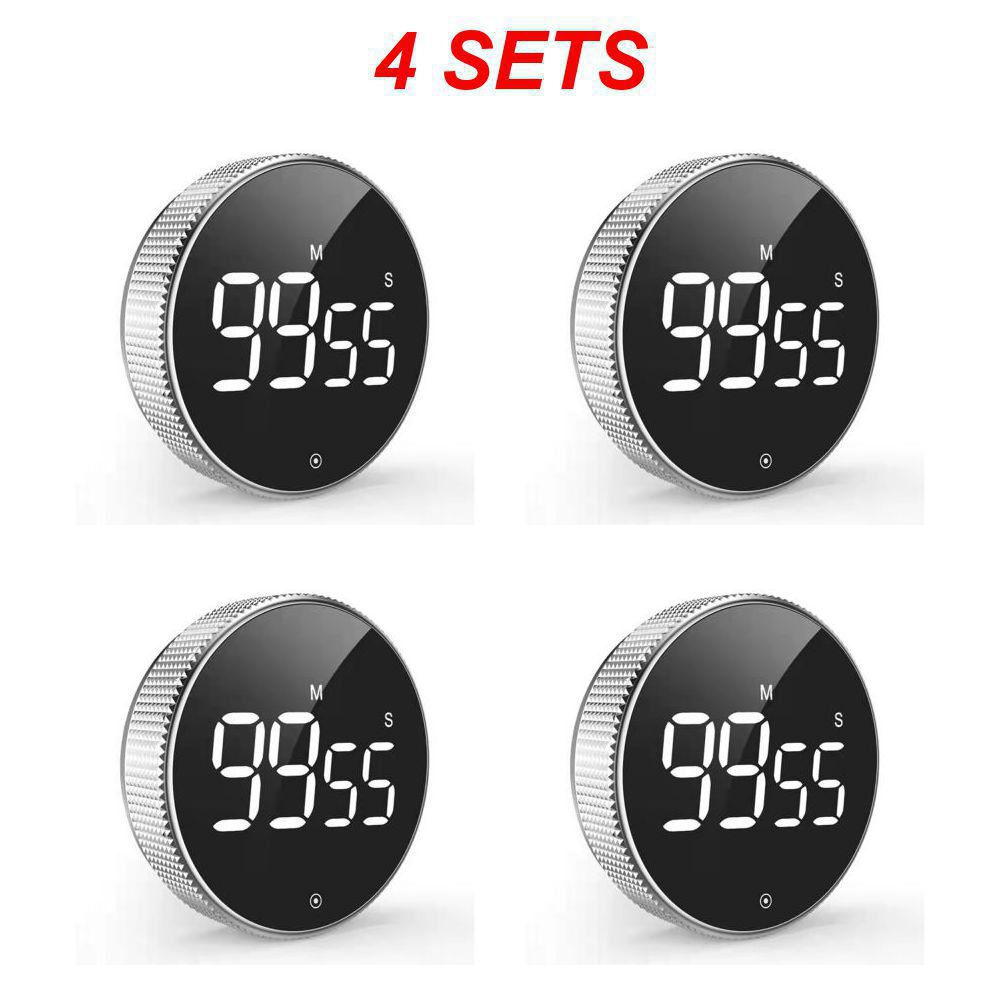 Minuterie de cuisine numérique LED, chronomètre d'étude, électronique magnétique, compte à rebours, horloge, rappel mécanique, alarme, Gadget de cuisine: GRIS