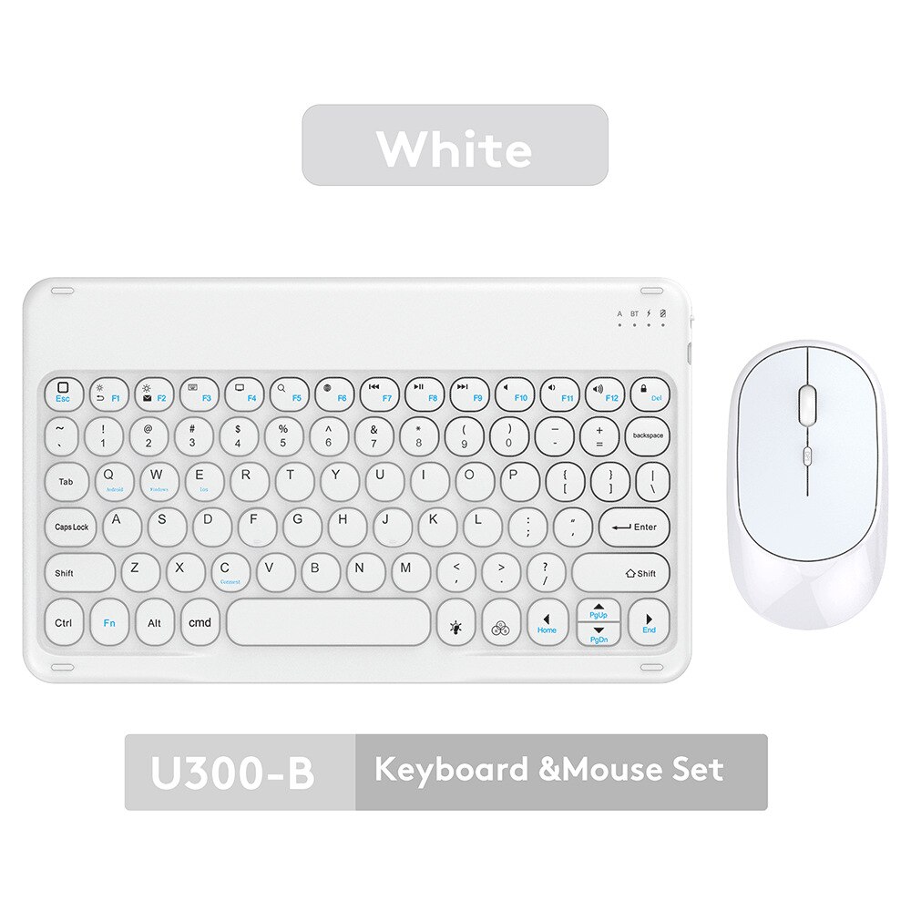 Bluetooth Keyboard Mouse French Arabic Spanish Teclado Sem Fio For Android Samsung Windows iPad Phone Tablet Wireless Keyboard: white keyboard mouse