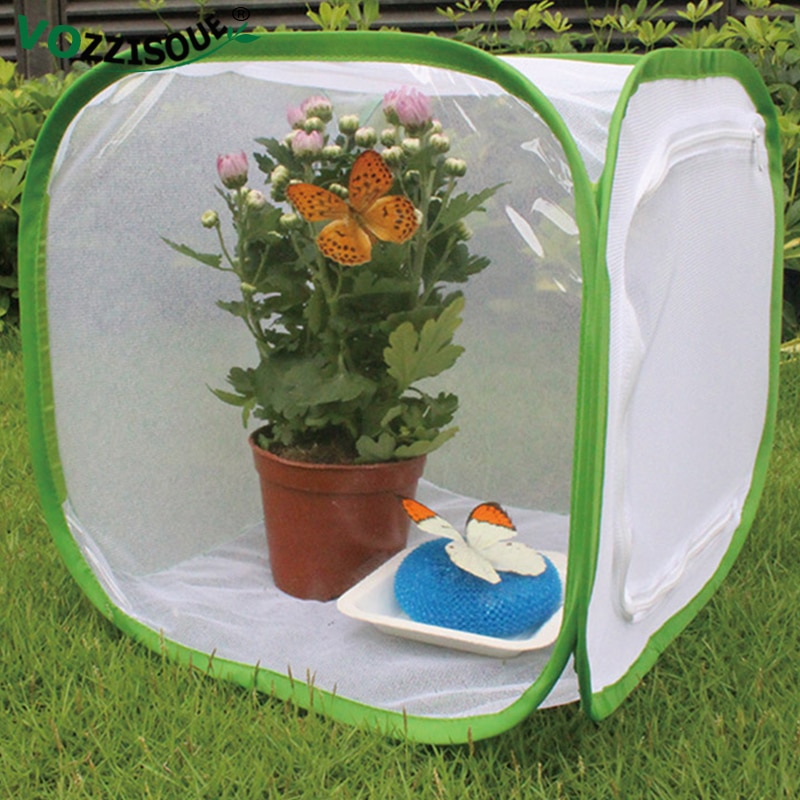 mini domek ogrodowy szklarnie owad kwiat roślina półprzezroczysta składana szklarnia dla budka ogrodowa wytrzymałe etui rolka-w górę zamek błyskawiczny