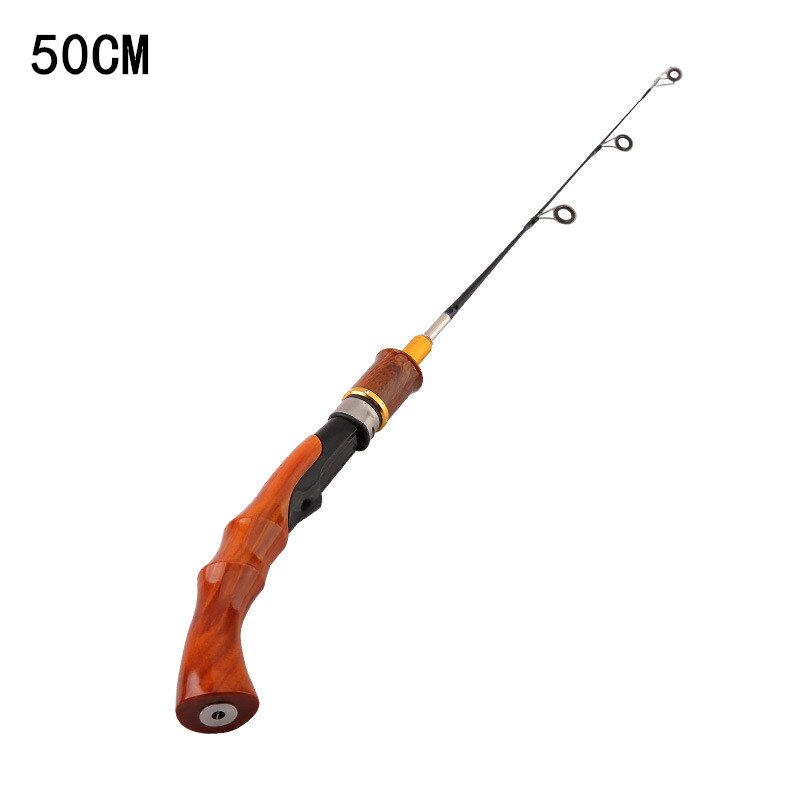 Ice Fishing Rod Portable Carbon Wooden Handle River Shrimp Carp Fishing Pole Winter Fish Tackle Ultra Light Rod: Red