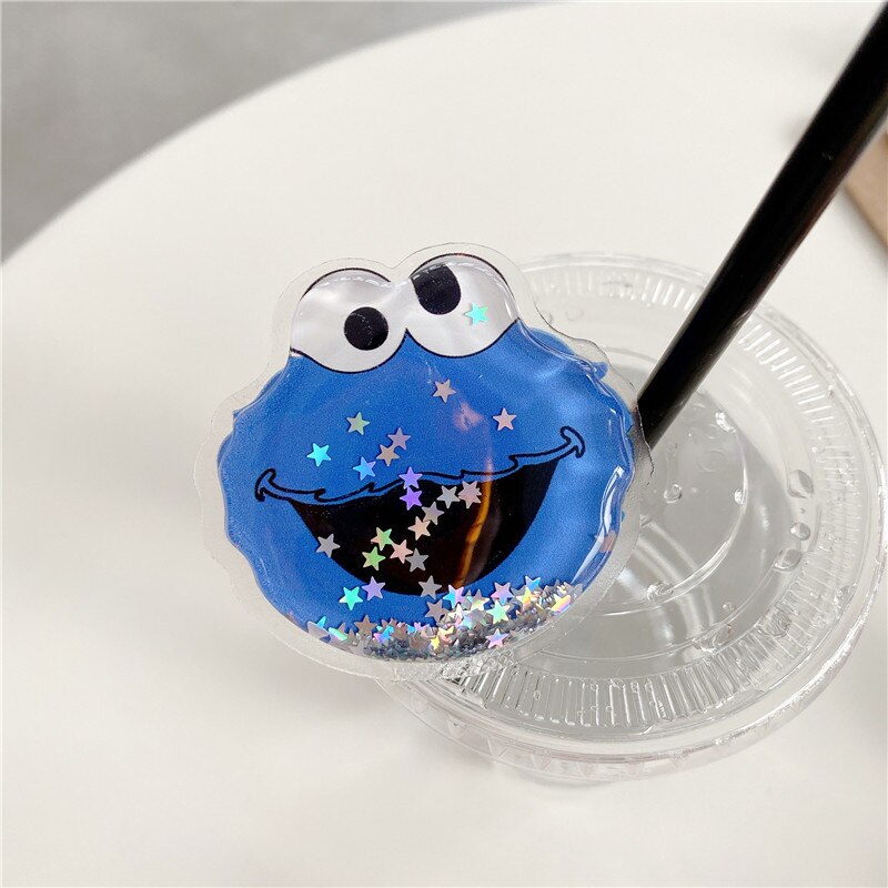 universal cute quicksand bear mobile phone grip telescopic mobile phone holder finger holder for all mobile phones: E