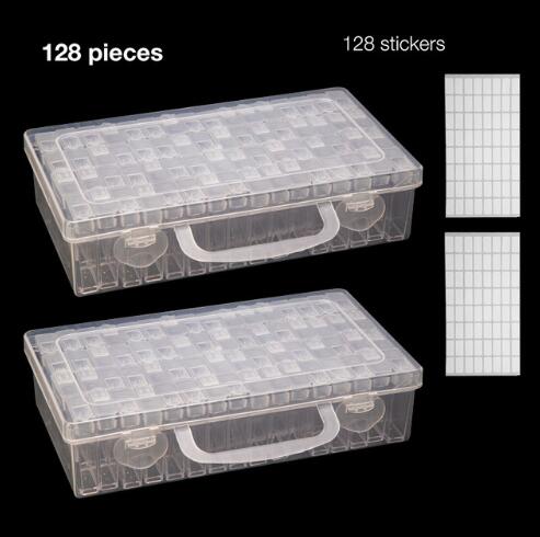 Caja de celosía 5D para manualidades, accesorios de herramientas de pintura de diamantes, Kits de contenedores de cuentas, organizador de almacenamiento, caja de partículas pequeñas, para el hogar, 64 Uds.: 2X64grid